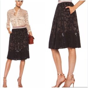 $850 Stella McCartney Floral elastic Knee Length A-Line Skirt Brown Womens Large